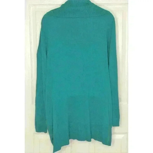 Chicos 2 sweater long sleeve cowl neck cotton blend aqua - Picture 5 of 7